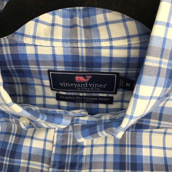 Vineyard Vines Classic Fit Plaid Tucker Shirt Blue L/S Button-Down Size Medium - Picture 5 of 7